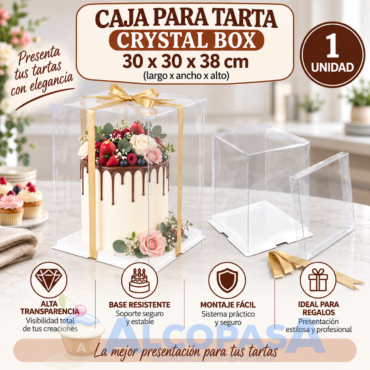 CAJA PARA TARTA "CRYSTAL BOX" 30x30x38cm (Ud)