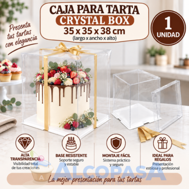 CAJA PARA TARTA "CRYSTAL BOX" 35x35x38cm (Ud)