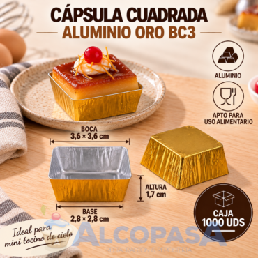 CÁPSULAS CUADRADA ORO BC3 C2/86A (CAJA 1000Uds)