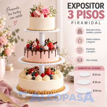 EXPOSITOR DE PLÁSTICO 3 PISOS PIRAMIDAL (Ud)