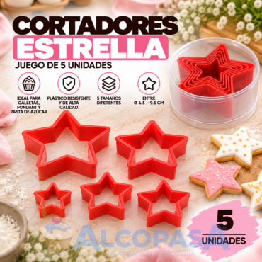 CORTADORES DE GALLETAS "ESTRELLA" (JUEGO 5Uds)
