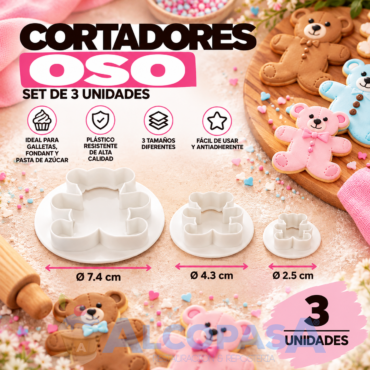 CORTADORES PLÁSTICO OSO (SET 3Uds)