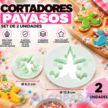 CORTADORES PLÁSTICO PAYASOS (SET 2uds)