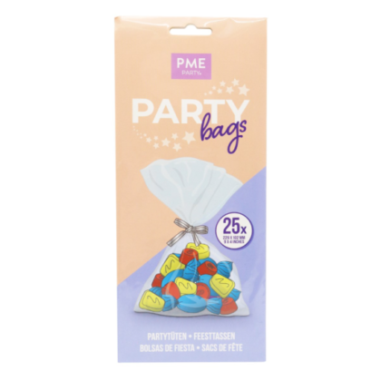 BOLSAS DE FIESTA CON LAZO PLATA 23x10cm (PACK 25Uds)