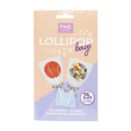 BOLSAS PARA PIRULETA LAZO PLATA15x9.5cm (PACK 25Uds)