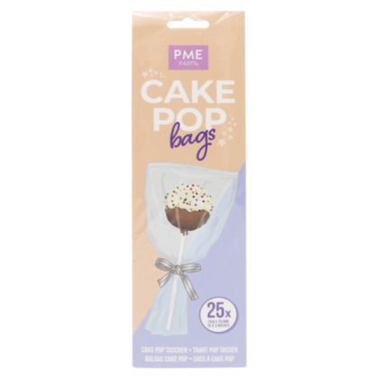 BOLSAS PARA POPS CON LAZO PLATA 25x7cm (PACK 25Uds)
