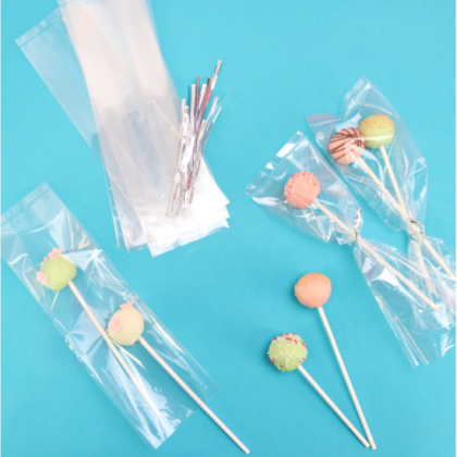 BOLSAS PARA POPS CON LAZO PLATA 25x7cm (PACK 25Uds) - Imagen 2