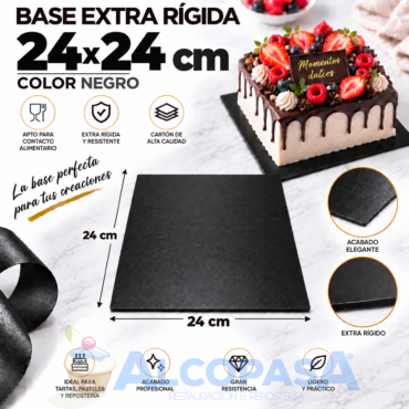 BASE DE CARTÓN NEGRA EXTRA RÍGIDA 24x24cm (Ud)