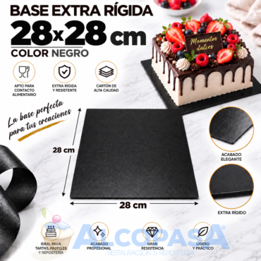 BASE DE CARTÓN NEGRA EXTRA RÍGIDA 28x28cm (Ud)