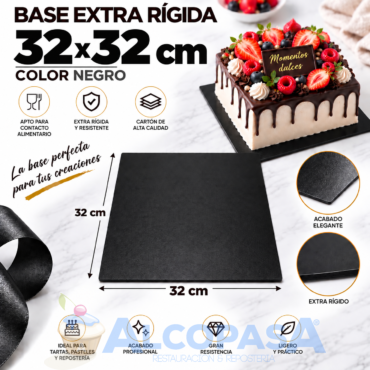 BASE DE CARTÓN NEGRA EXTRA RÍGIDA 32x32cm (Ud)