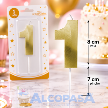 VELA DORADA 8cm Nº1 "ARTI" (Ud)