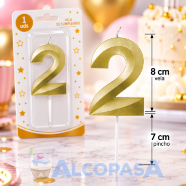 VELA DORADA 8cm Nº2 "ARTI" (Ud)