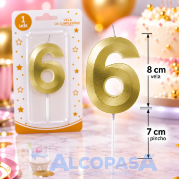 VELA DORADA 8cm Nº6 "ARTI" (Ud)