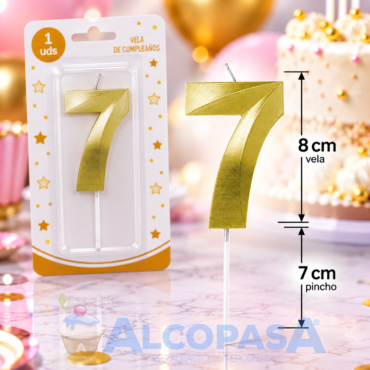VELA DORADA 8cm Nº7 "ARTI" (Ud)