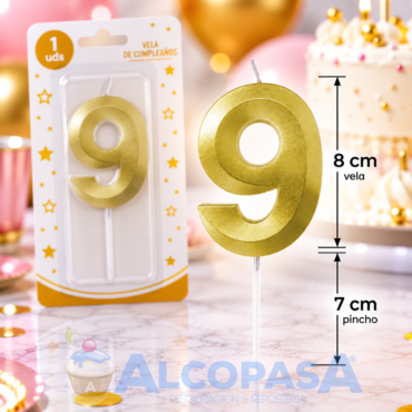 VELA DORADA 8cm Nº9 "ARTI" (Ud)