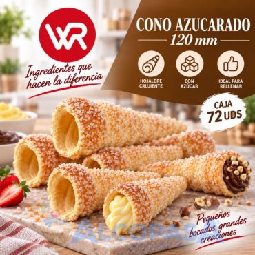 CONO DE HOJALDRE AZUCARADO 120MM (CAJA 72Uds)