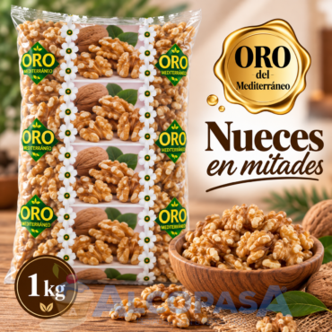 NUECES MONDADAS EN MITADES USA 90% (BOLSA 1Kg)