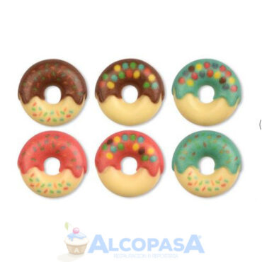 DONUTS CHOCO BLANCO DECORADO 3cm (CAJA 72Uds)