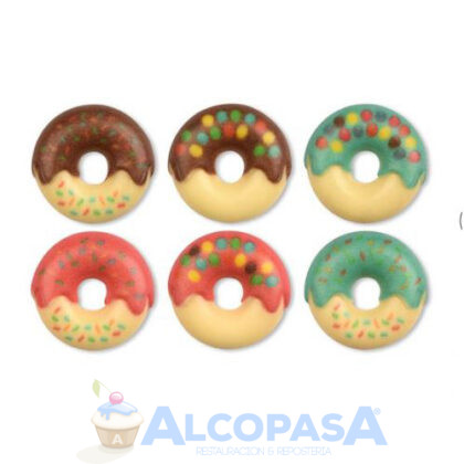 DONUTS CHOCO BLANCO DECORADO 3cm (CAJA 72Uds)