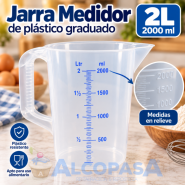 MEDIDOR DE PLÁSTICO GRADUADO 2000ML (Ud)