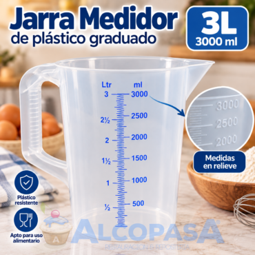 MEDIDOR DE PLÁSTICO GRADUADO 3000ML (Ud)