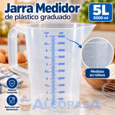 MEDIDOR DE PLÁSTICO GRADUADO 5000ML (Ud)