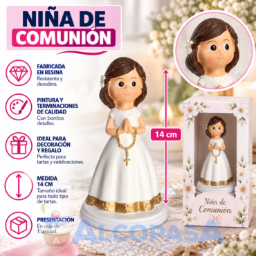 NIÑA COMUNIÓN MORENA 14cm CO0093 (Ud)