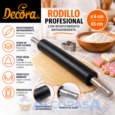 RODILLO ANTIADHERENTE Ø6x65cm DECORA (Ud)