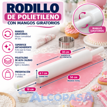 RODILLO CON MANGOS POLIETILENO Ø7x30 cm (Ud)