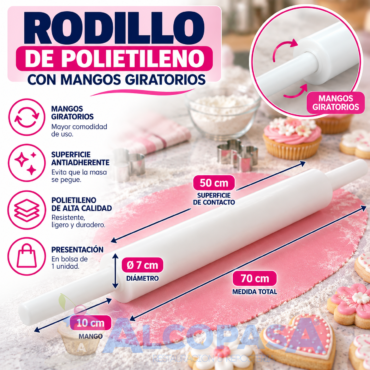 RODILLO CON MANGOS POLIETILENO Ø7x50 cm (Ud)