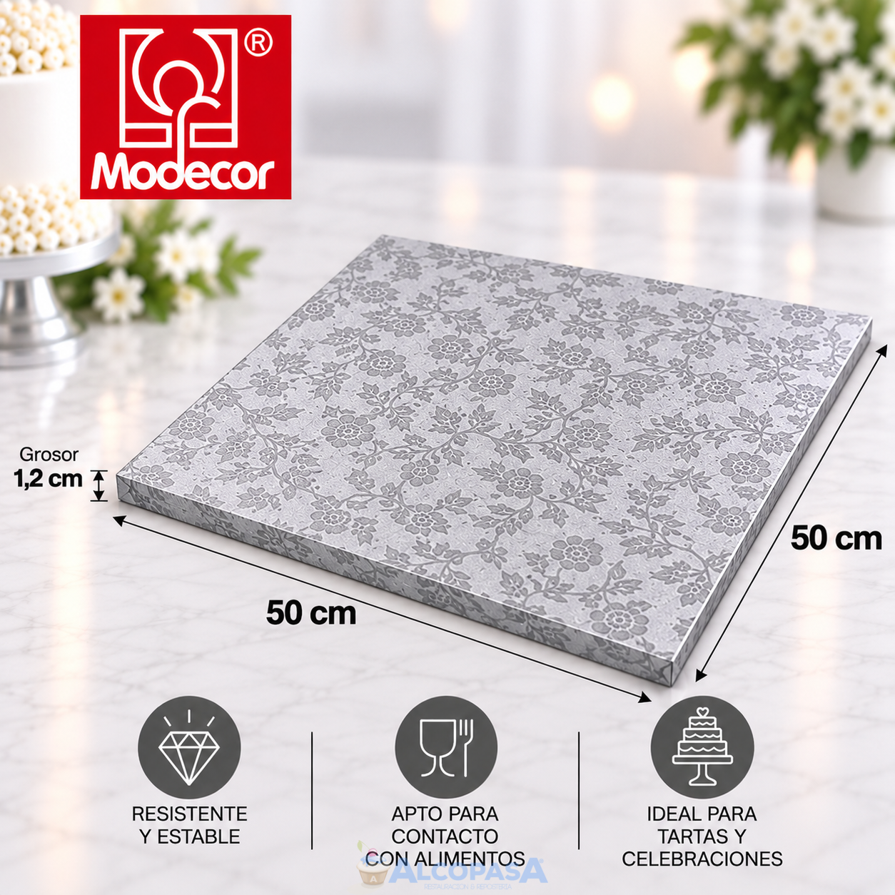 BASE CUADRADA ALUMINIO 50x50CM (Ud)
