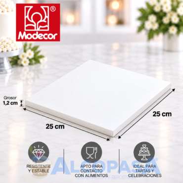 BASE CUADRADA RECUBIERTO BLANCO 25x25x1.2cm (Ud)