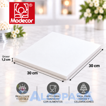 BASE CUADRADA RECUBIERTO BLANCO 30x30x1.2cm (Ud)