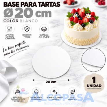 BASE PARA TARTAS BLANCO Ø20x0.3cm (Ud)