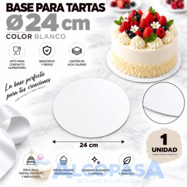 BASE PARA TARTAS BLANCO Ø24x0.3cm (Ud)