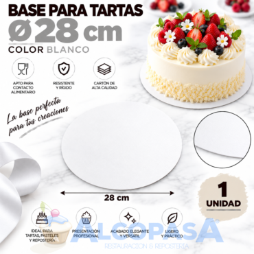 BASE PARA TARTAS BLANCO Ø28x0.3cm (Ud)