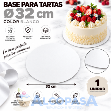 BASE PARA TARTAS BLANCO Ø32x0.3cm (Ud)