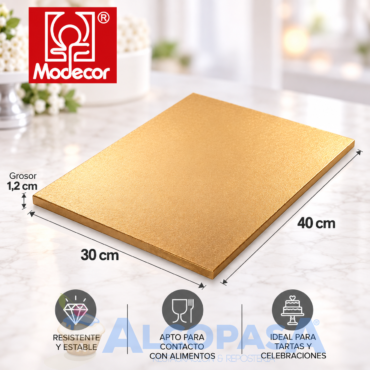 BASE RECTANGULAR RECUBIERTA ORO 30x40cm (Ud)