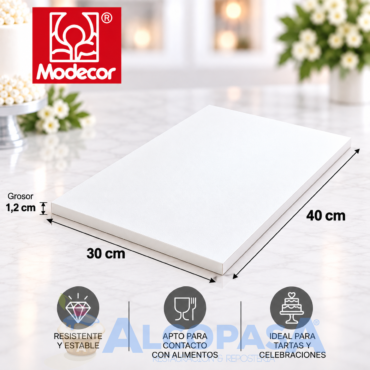BASE RECTANGULAR RECUBIERTO BLANCO 30x40x1.2cm(Ud)