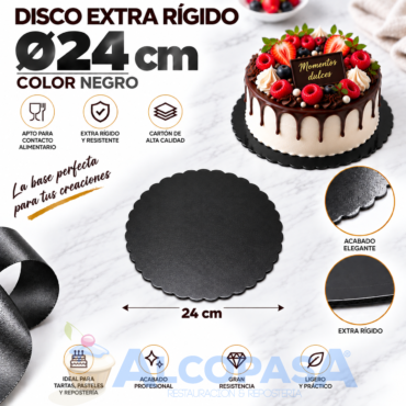 DISCO DE CARTÓN NEGRO EXTRA RÍGIDO Ø24cm (Ud)