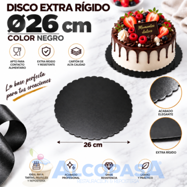 DISCO DE CARTÓN NEGRO EXTRA RÍGIDO Ø26cm (Ud)