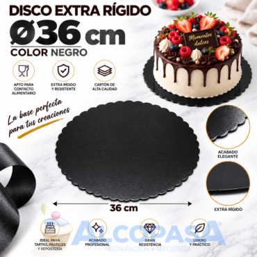 DISCO DE CARTÓN NEGRO EXTRA RÍGIDO Ø36cm (Ud)