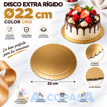 DISCO DE CARTÓN ORO EXTRA RÍGIDO Ø22cm (Ud)
