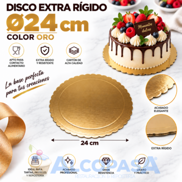 DISCO DE CARTÓN ORO EXTRA RÍGIDO Ø24CM (Ud)