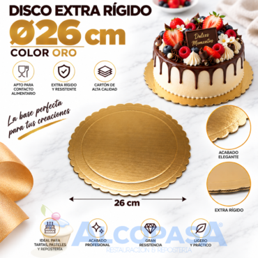 DISCO DE CARTÓN ORO EXTRA RÍGIDO Ø26cm (Ud)