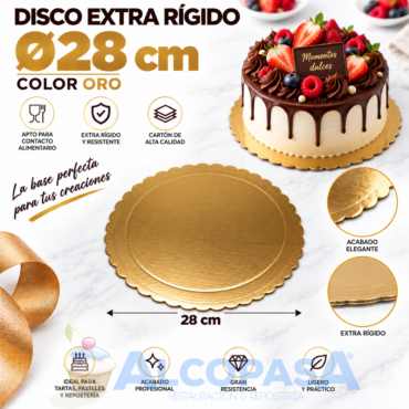 DISCO DE CARTÓN ORO EXTRA RÍGIDO Ø28CM (Ud)