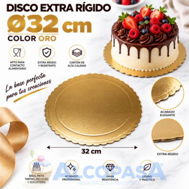 DISCO DE CARTÓN ORO EXTRA RÍGIDO Ø32CM (Ud)