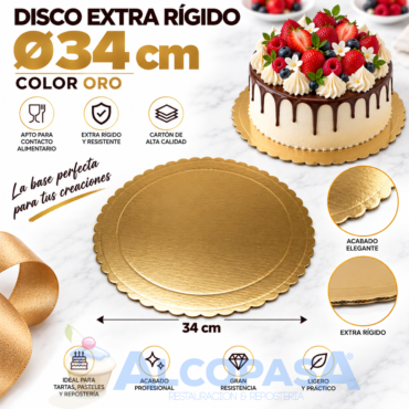DISCO DE CARTÓN ORO EXTRA RÍGIDO Ø34CM (Ud)