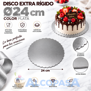 DISCO DE CARTÓN PLATA EXTRA RÍGIDO Ø24cm (Ud)