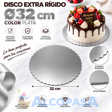 DISCO DE CARTÓN PLATA EXTRA RÍGIDO Ø32cm (Ud)
